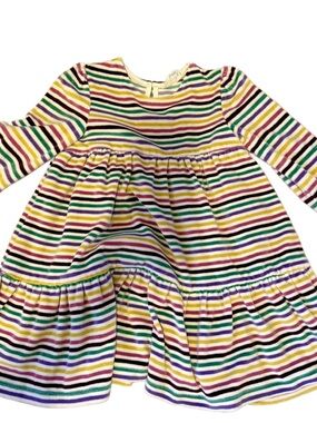 Mini Boden Striped Velour Tiered Dress